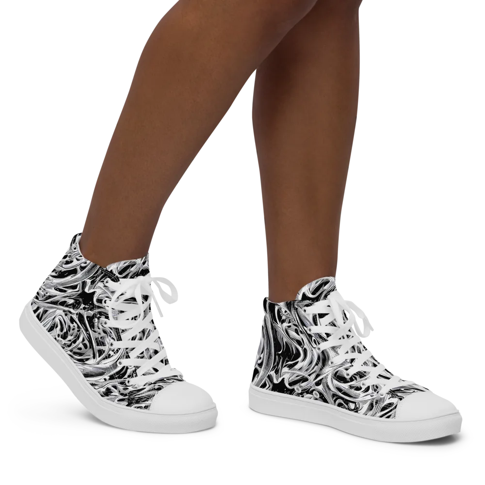 Silver Shadows on Women's High Top Canvas Shoes — Right