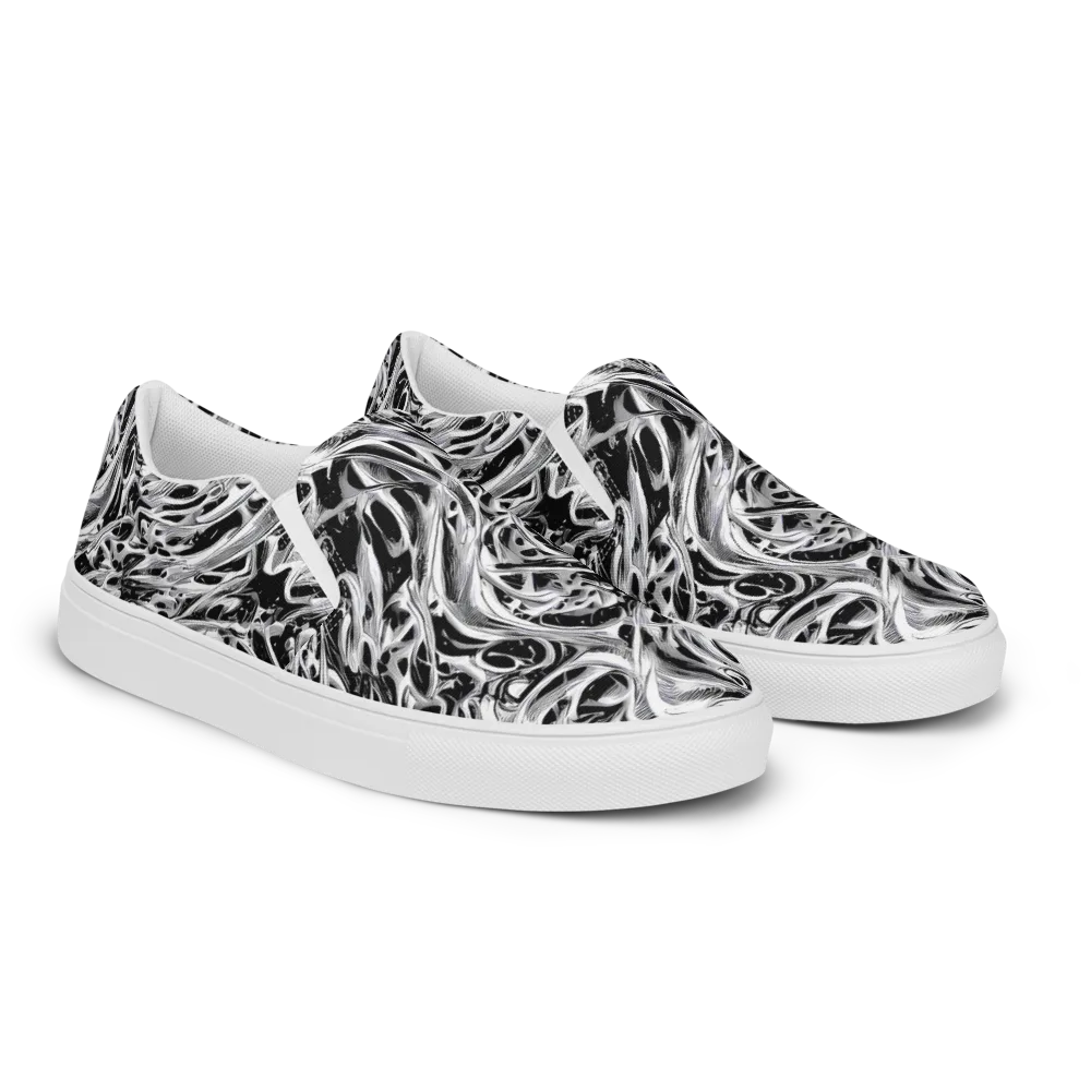 Silver Shadows on Men's Slip-On Canvas Shoes — Right Front