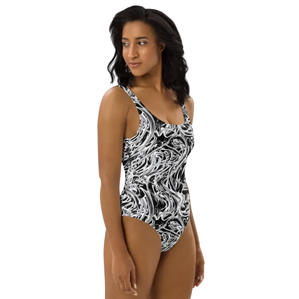 Silver Shadows on One-Piece Swimsuit — Right