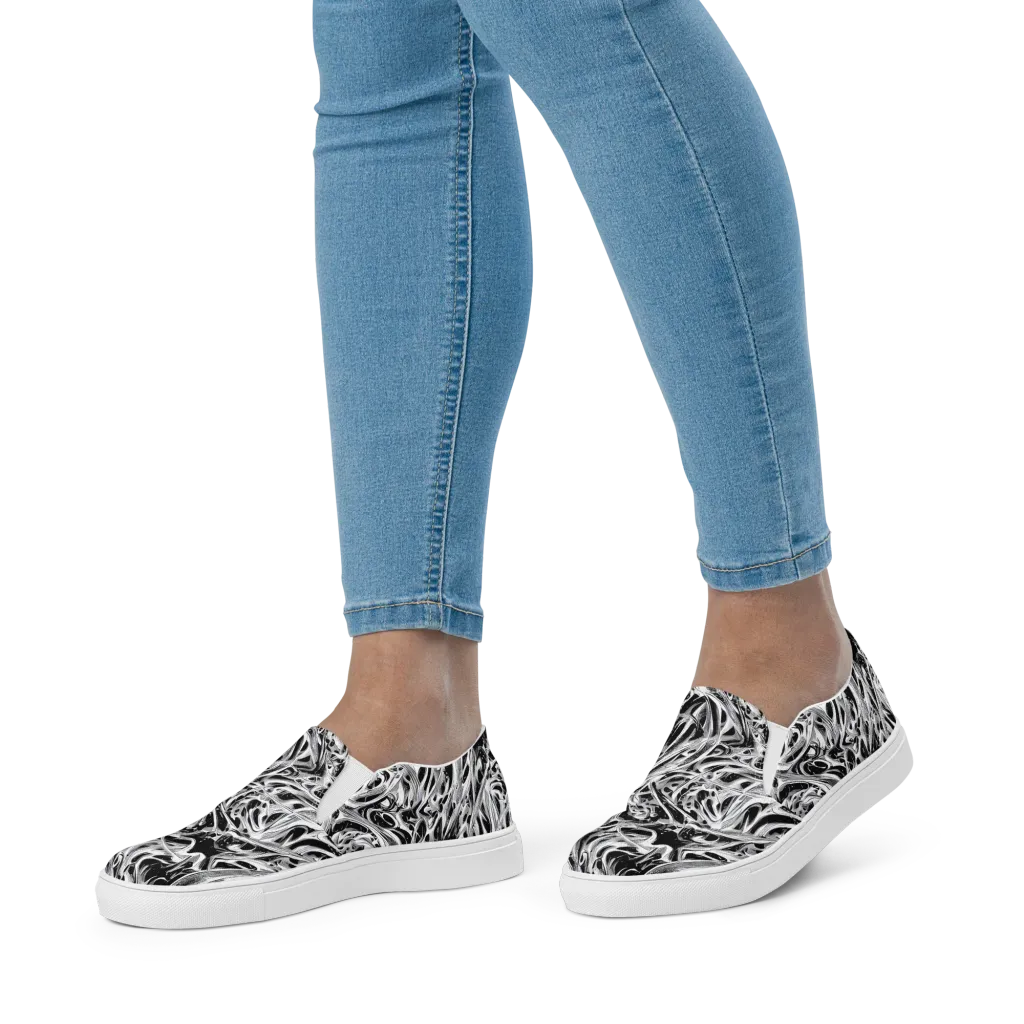 Silver Shadows on Women's Slip-On Canvas Shoes — Front