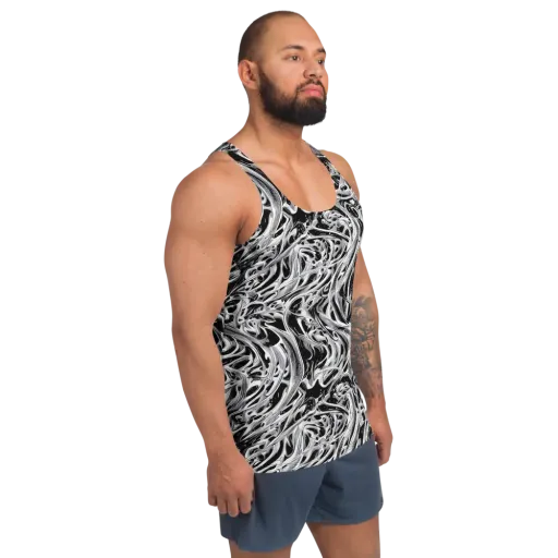 Silver Shadows on a Men's Tank Top