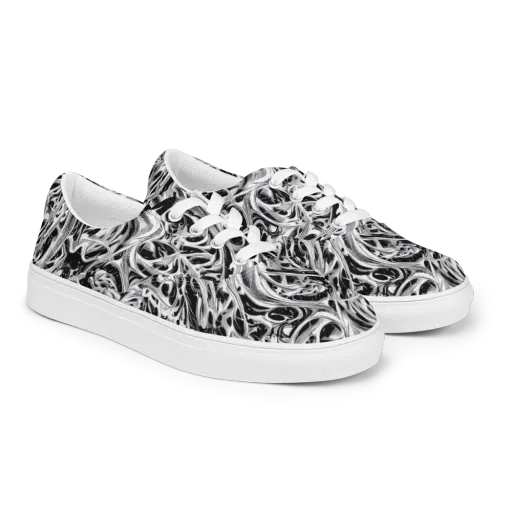 Silver Shadows on a Men's Lace-Up Canvas Shoes
