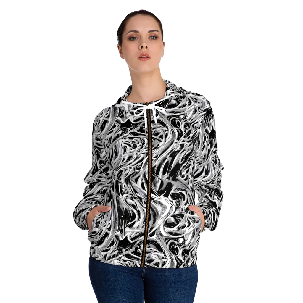 Silver Shadows on Women's Full-Zip Hoodie — Front On Person
