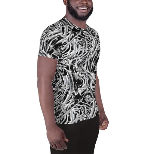 Silver Shadows on a Men's Athletic T-Shirt