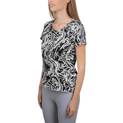 Silver Shadows on a Women's Athletic T-Shirt