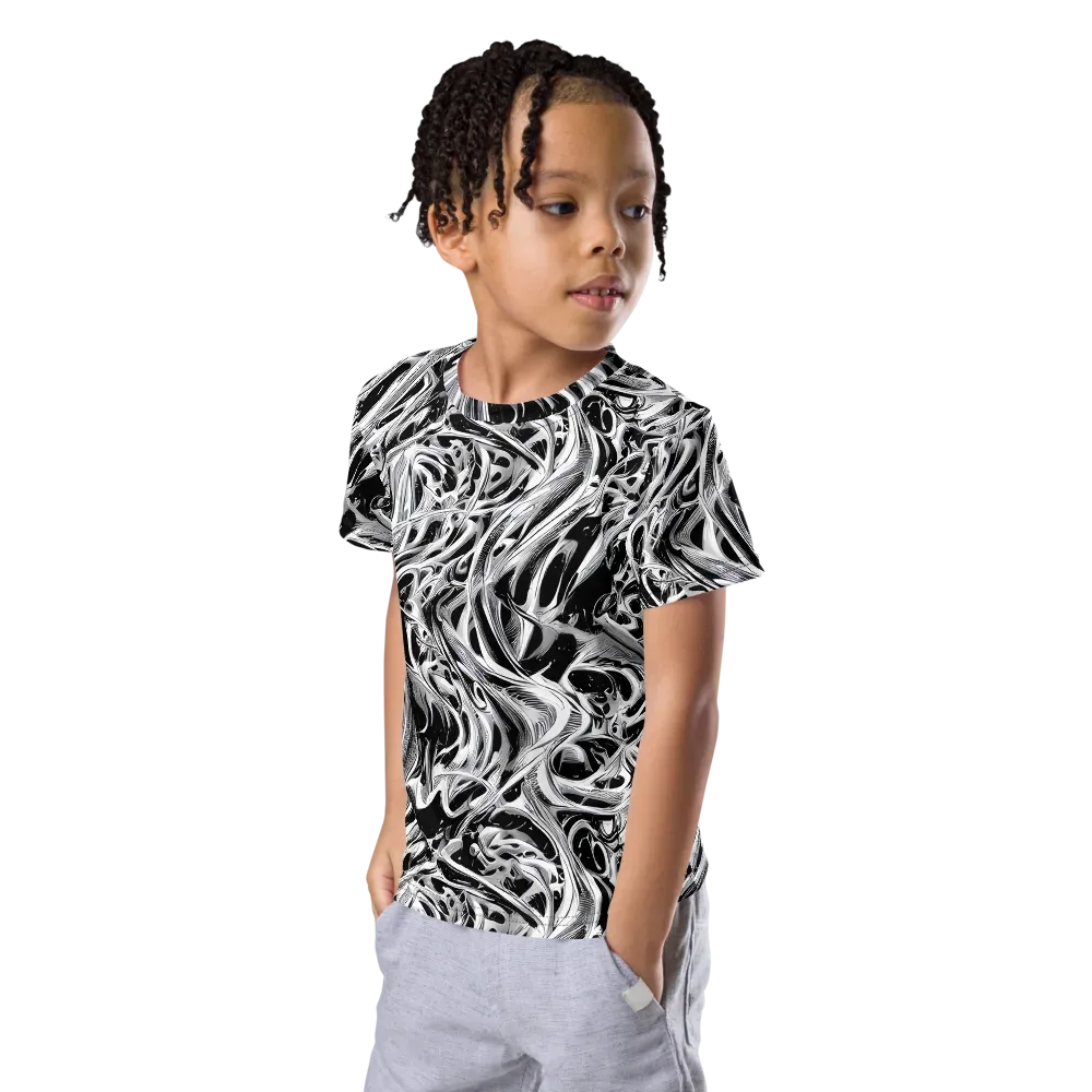 Silver Shadows on Kids Crew Neck T-Shirt — Left Front