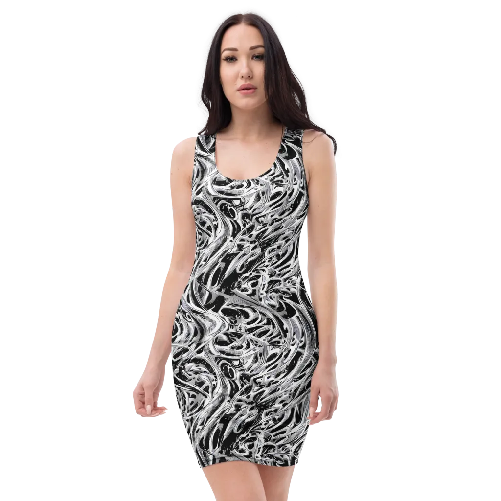 Silver Shadows on Bodycon Dress — Front