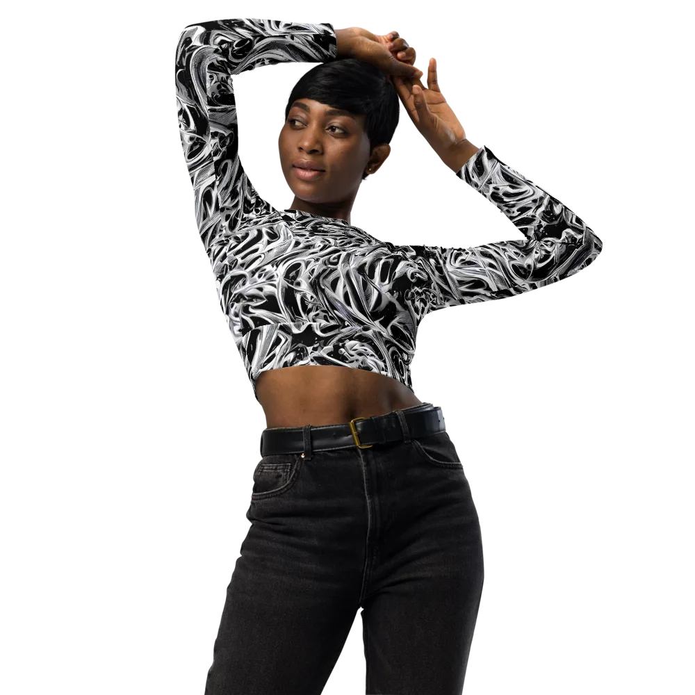 Silver Shadows on Long Sleeve Crop Top — Front