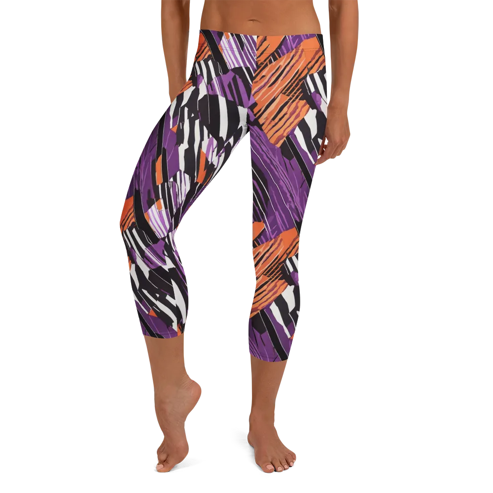 Electric Tigerstripe on Capri Leggings — Front