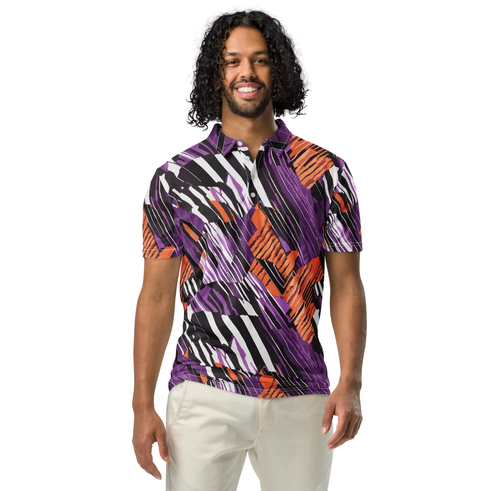 Electric Tigerstripe on Men's Slim Fit Polo Shirt — Front