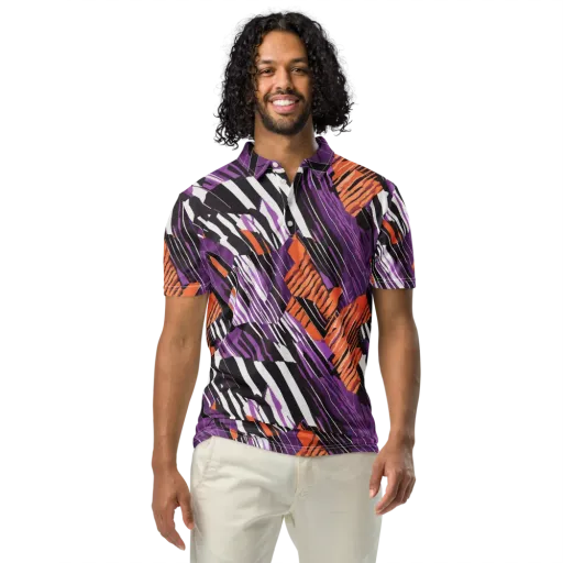Electric Tigerstripe on a Men's Slim Fit Polo Shirt