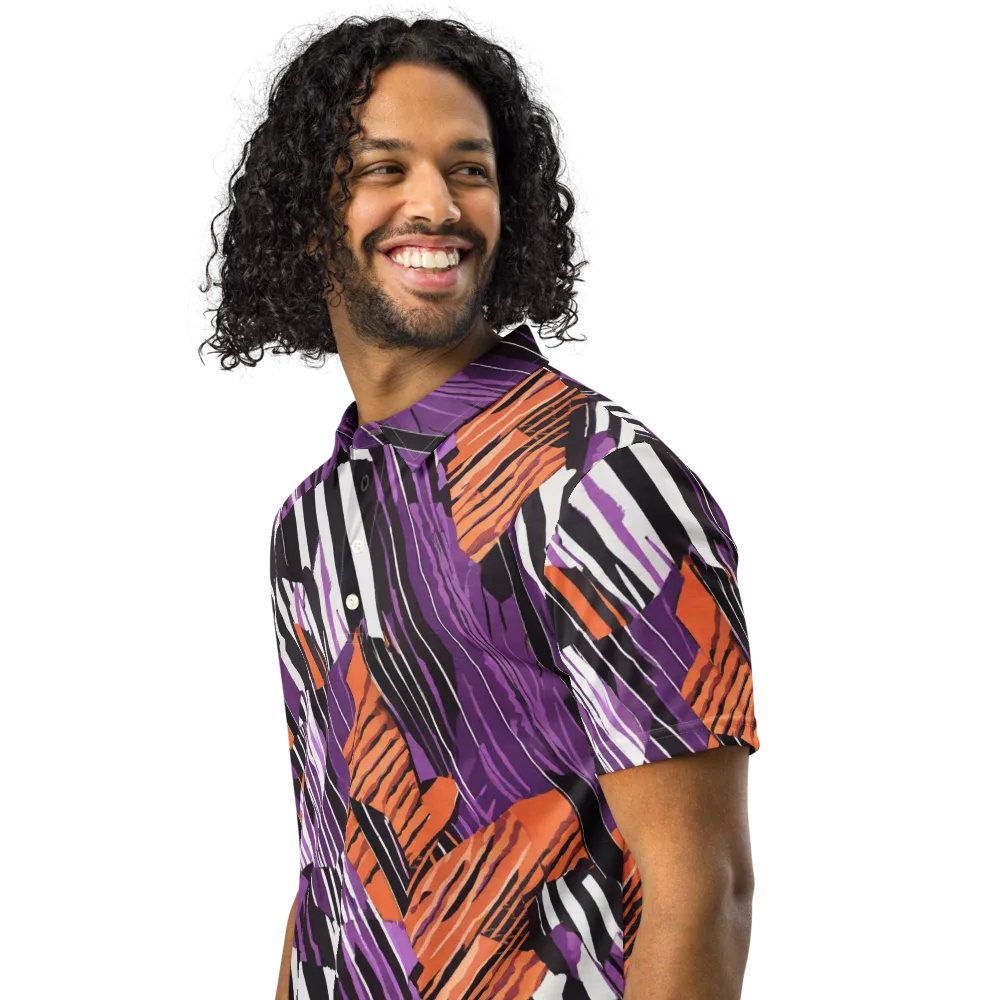 Electric Tigerstripe on Men's Slim Fit Polo Shirt — Left Front