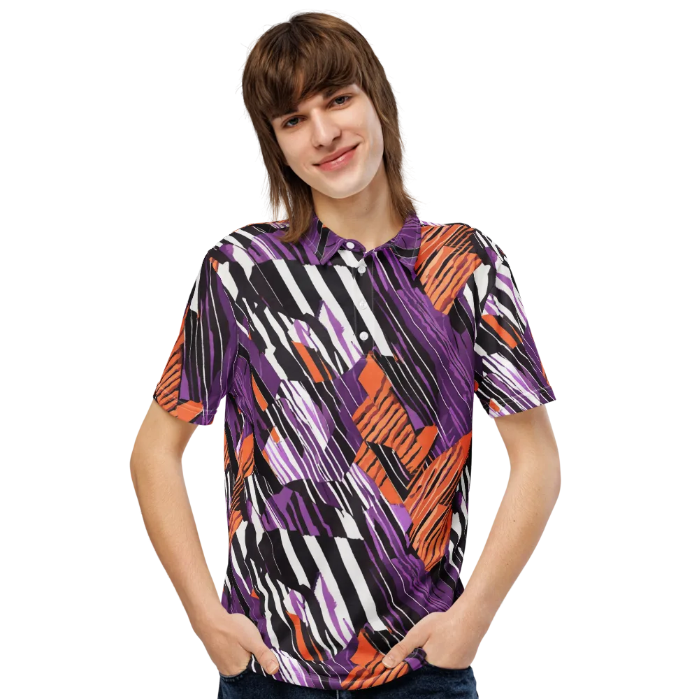 Electric Tigerstripe on Men's Slim Fit Polo Shirt — Front