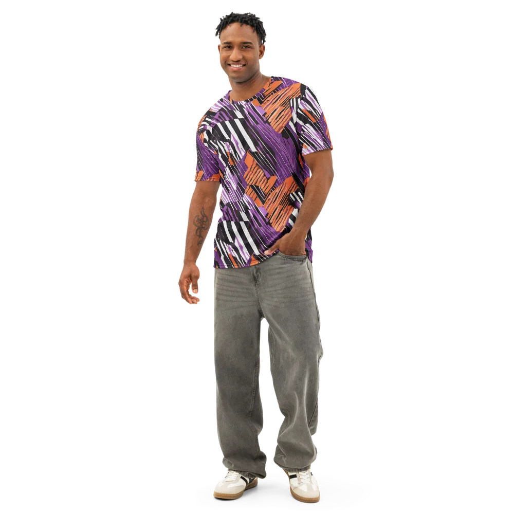 Electric Tigerstripe on Men's Cotton Crew Neck T-Shirt — Front