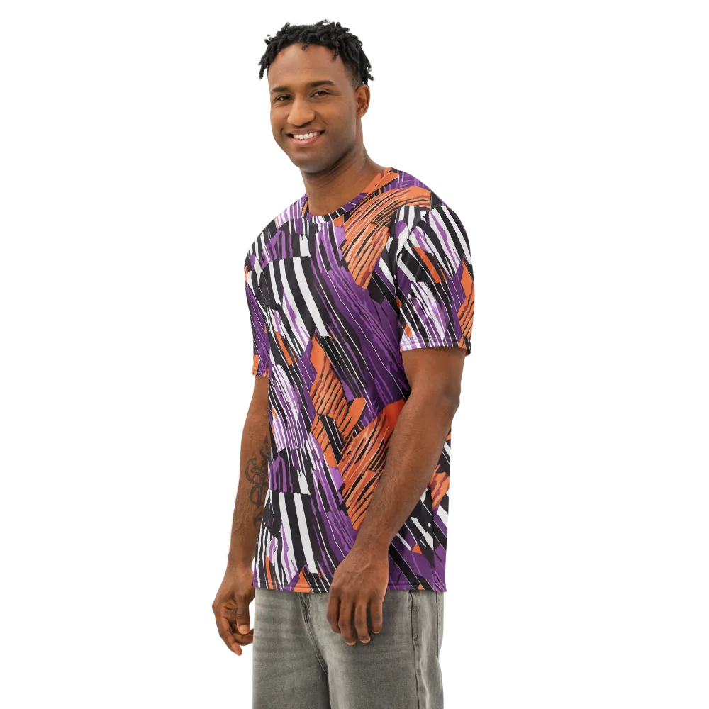 Electric Tigerstripe on Men's Cotton Crew Neck T-Shirt — Left Front