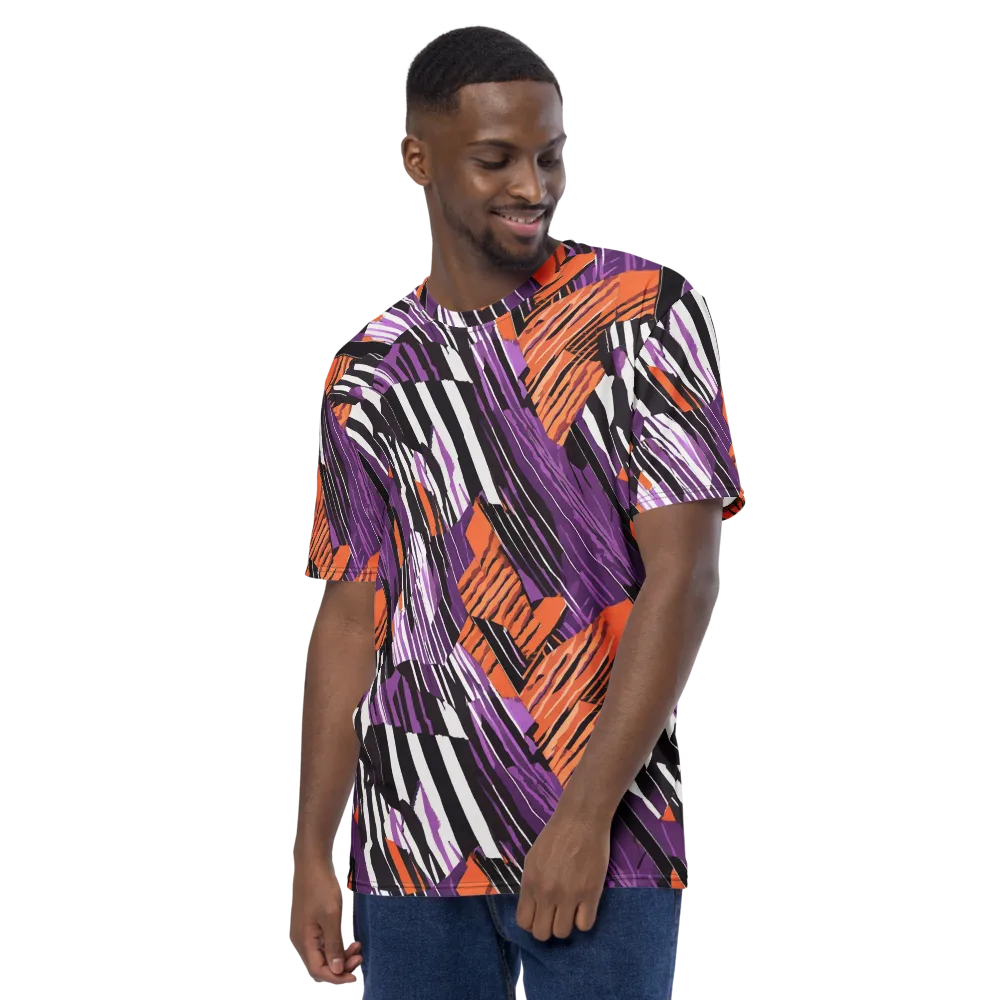 Electric Tigerstripe on Men's Crew Neck T-Shirt — Left