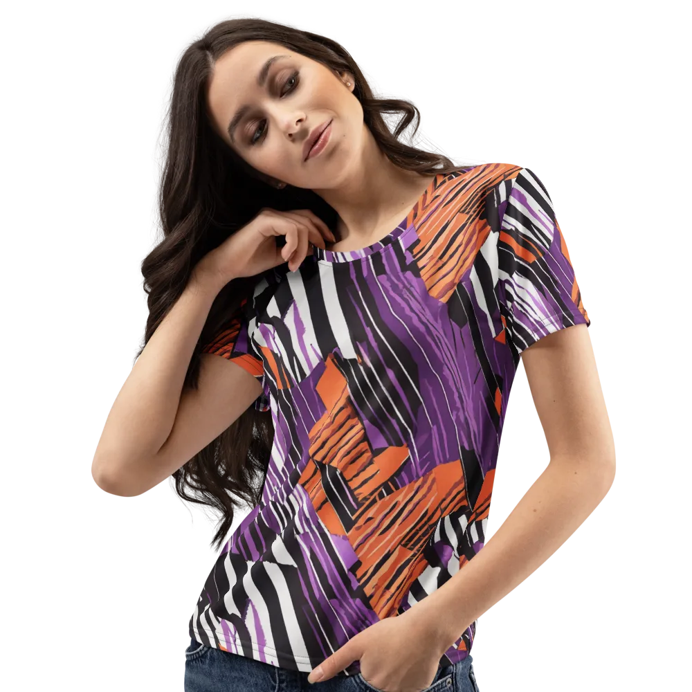Electric Tigerstripe on Women's Crew Neck T-Shirt — Left Front