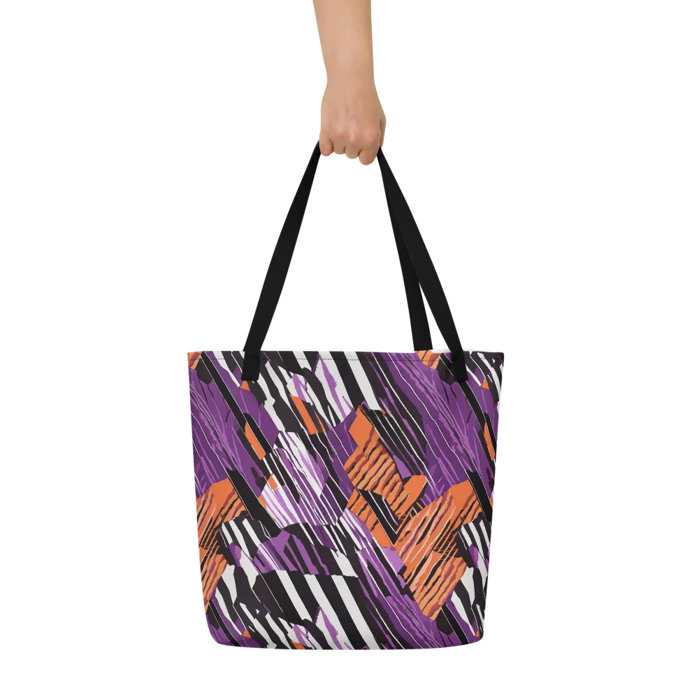 Electric Tigerstripe on Large Tote Bag W/ Pocket — Front