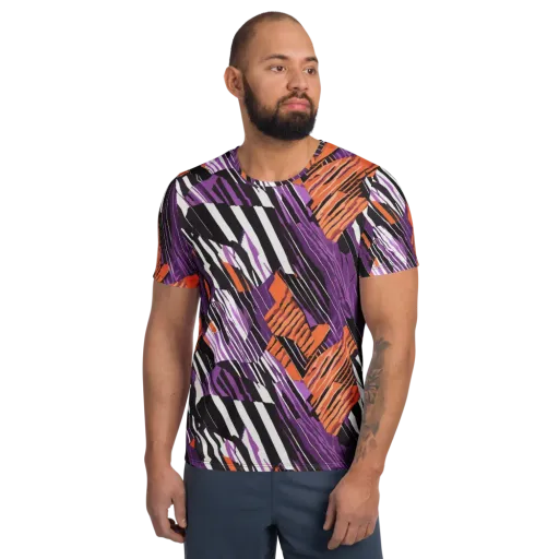 Electric Tigerstripe on a Men's Athletic T-Shirt