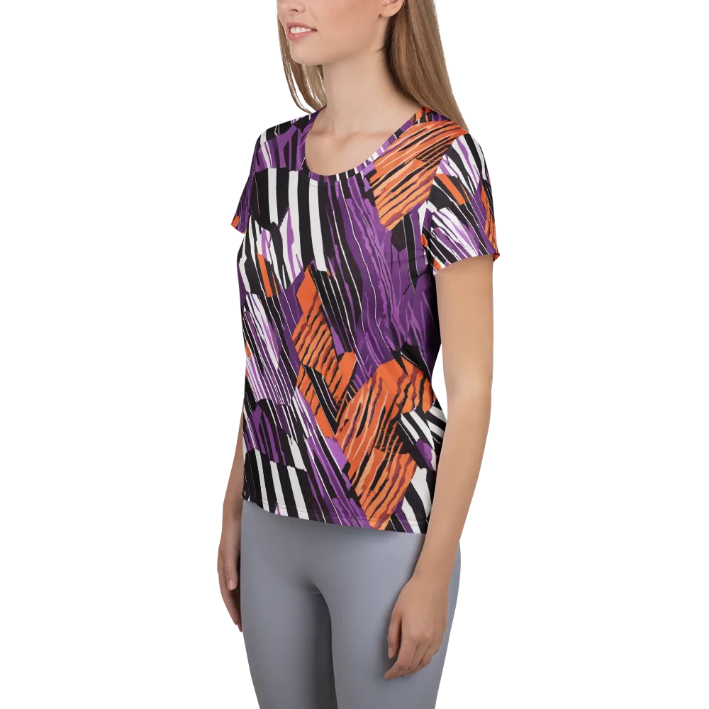 Electric Tigerstripe on Women's Athletic T-Shirt — Left