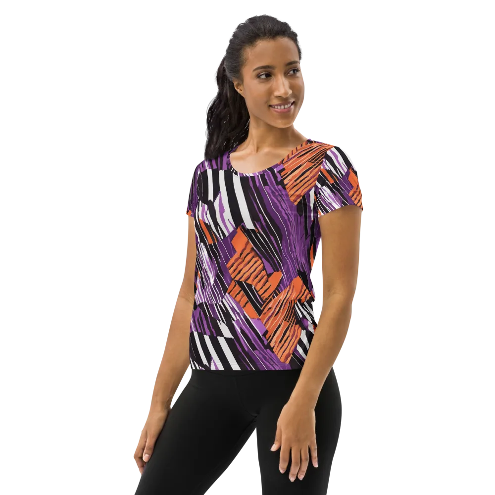 Electric Tigerstripe on Women's Athletic T-Shirt — Left