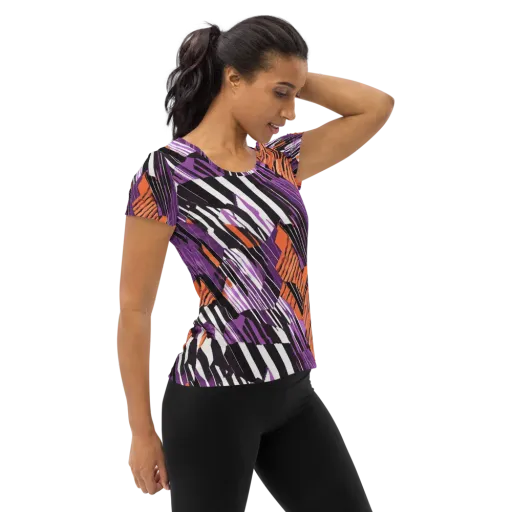 Electric Tigerstripe on a Women's Athletic T-Shirt