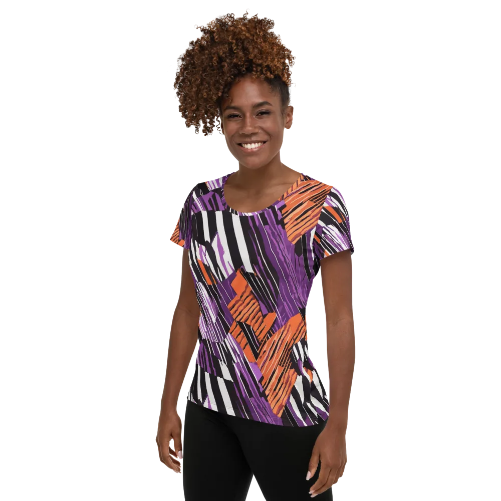 Electric Tigerstripe on Women's Athletic T-Shirt — Left
