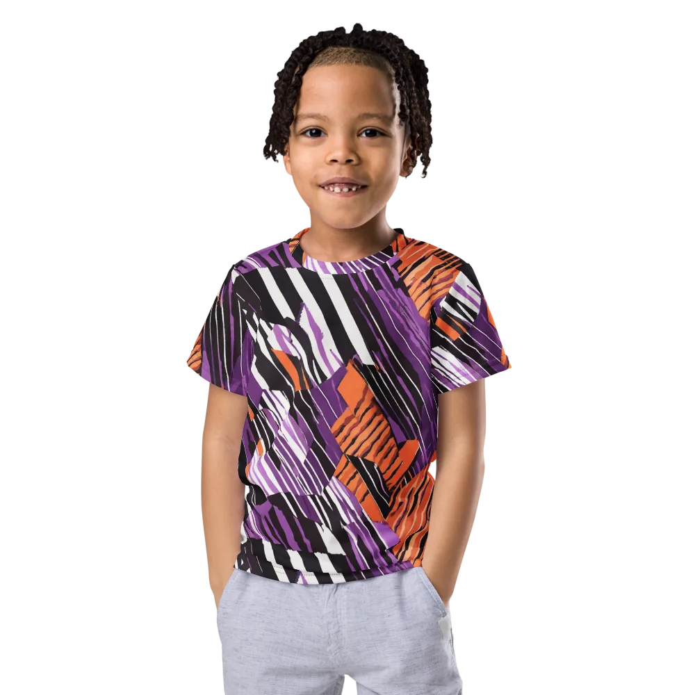 Electric Tigerstripe on Kids Crew Neck T-Shirt — Front