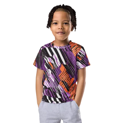 Electric Tigerstripe on a Kids Crew Neck T-Shirt