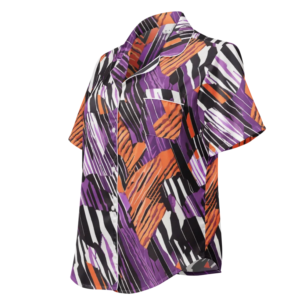 Electric Tigerstripe on Women's Short Sleeve Pajama Top — Left Front