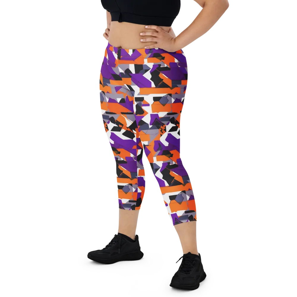 Ultraviolet Shuffle on Capri Leggings — Front
