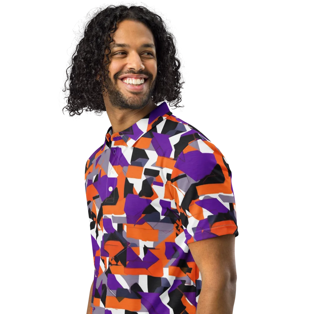 Ultraviolet Shuffle on Men's Slim Fit Polo Shirt — Left Front