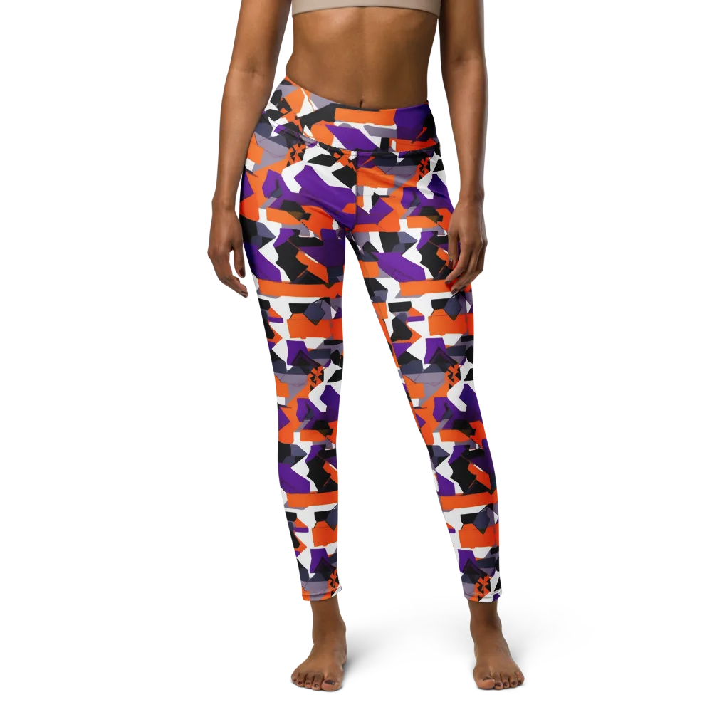 Ultraviolet Shuffle on Yoga Leggings — Front