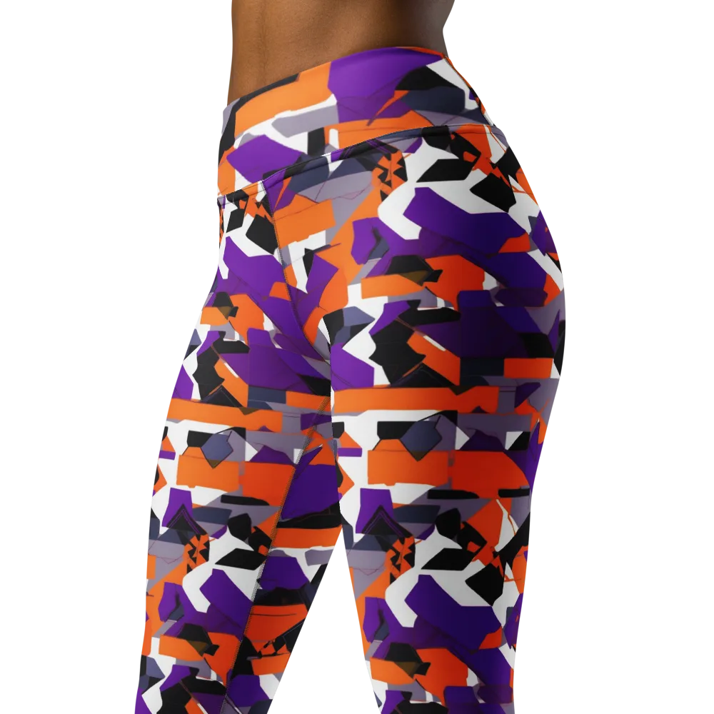 Ultraviolet Shuffle on Yoga Leggings — Left Front