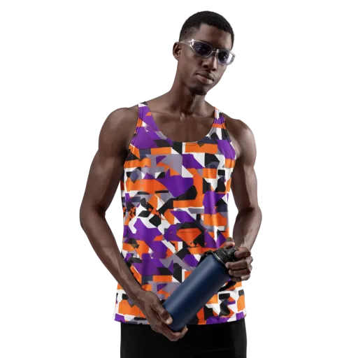 Ultraviolet Shuffle on a Men's Tank Top
