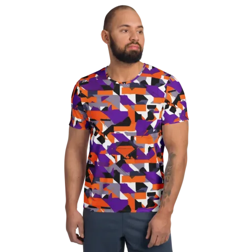 Ultraviolet Shuffle on a Men's Athletic T-Shirt
