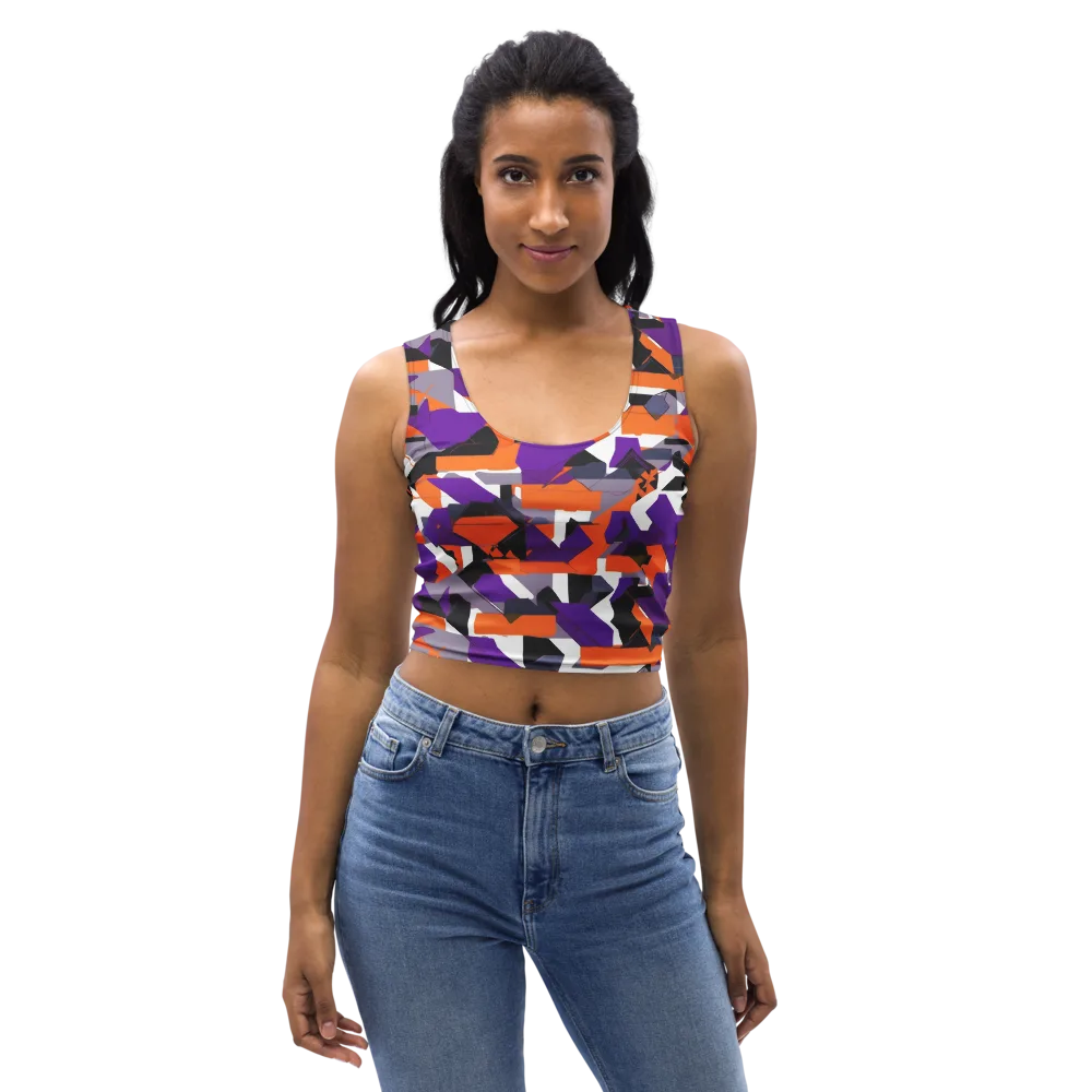 Ultraviolet Shuffle on Crop Top — Front