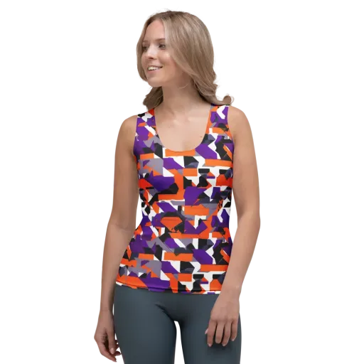 Ultraviolet Shuffle on a Women's Tank Top