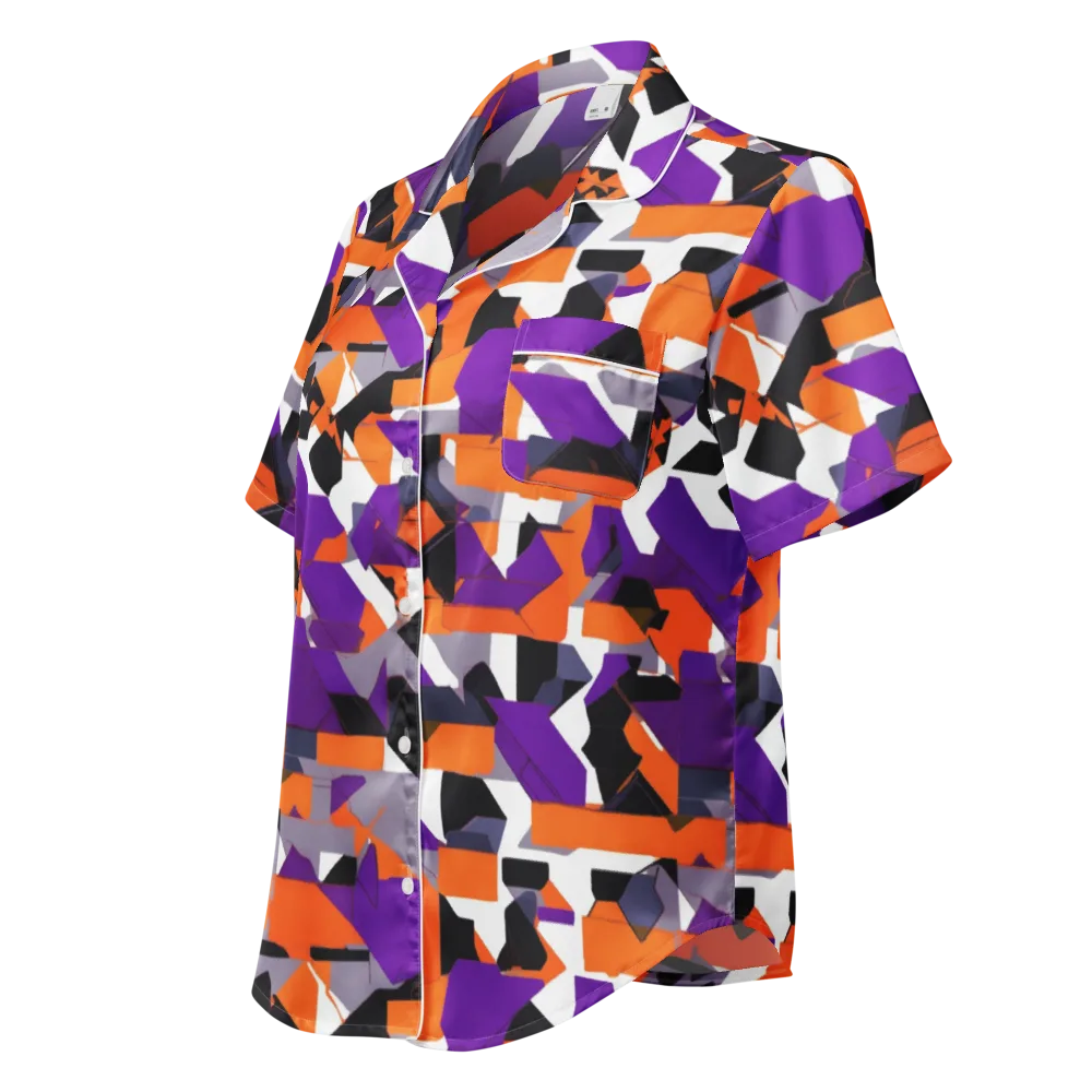 Ultraviolet Shuffle on Women's Short Sleeve Pajama Top — Left Front