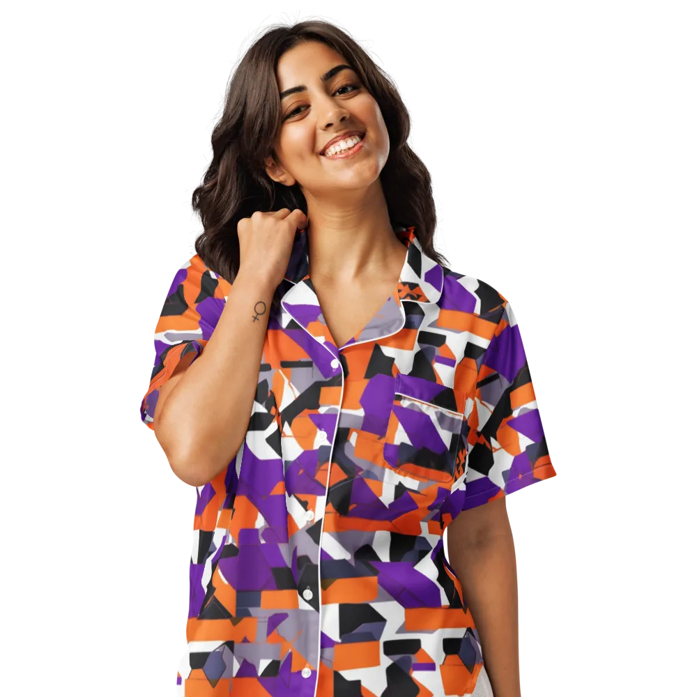 Ultraviolet Shuffle on Women's Short Sleeve Pajama Top — Front