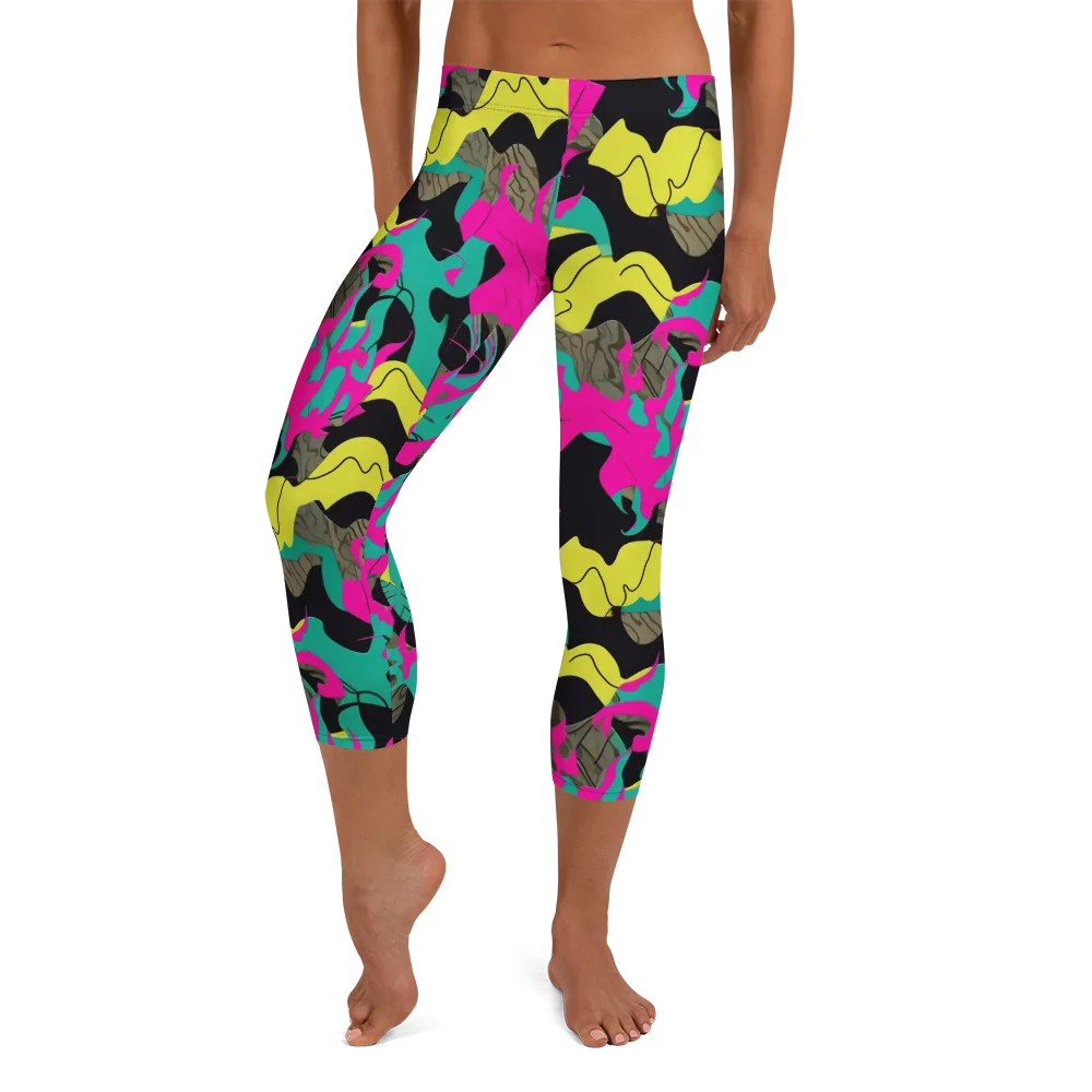 Safari Voltage on Capri Leggings — Front