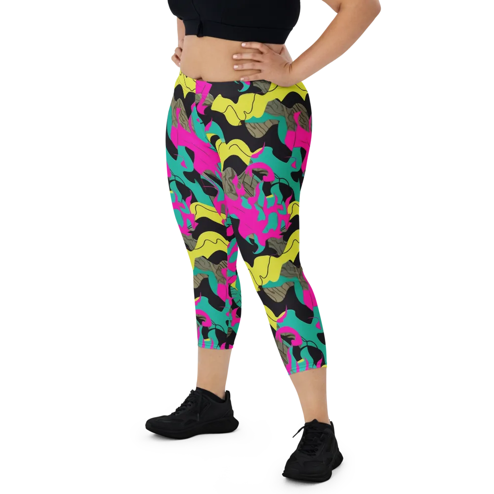 Safari Voltage on Capri Leggings — Front