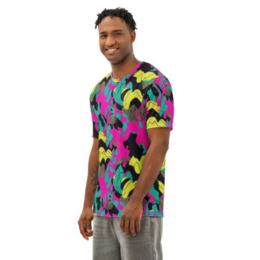 Safari Voltage on a Men's Cotton Crew Neck T-Shirt