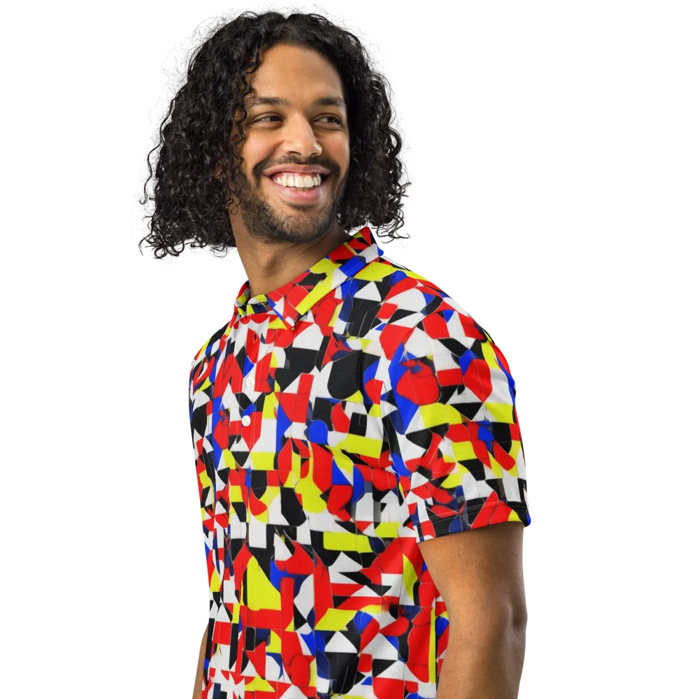 Electric Tesselation on Men's Slim Fit Polo Shirt — Left Front