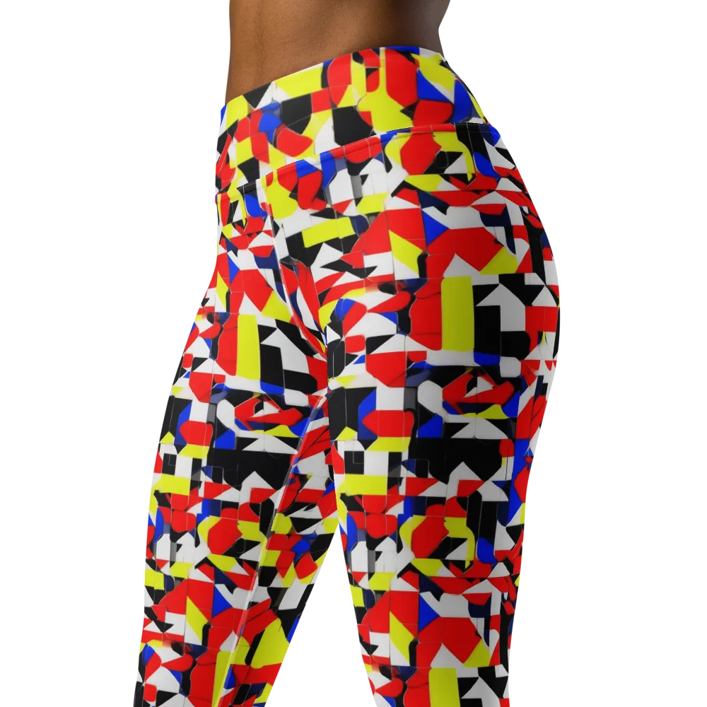 Electric Tesselation on Yoga Leggings — Left Front