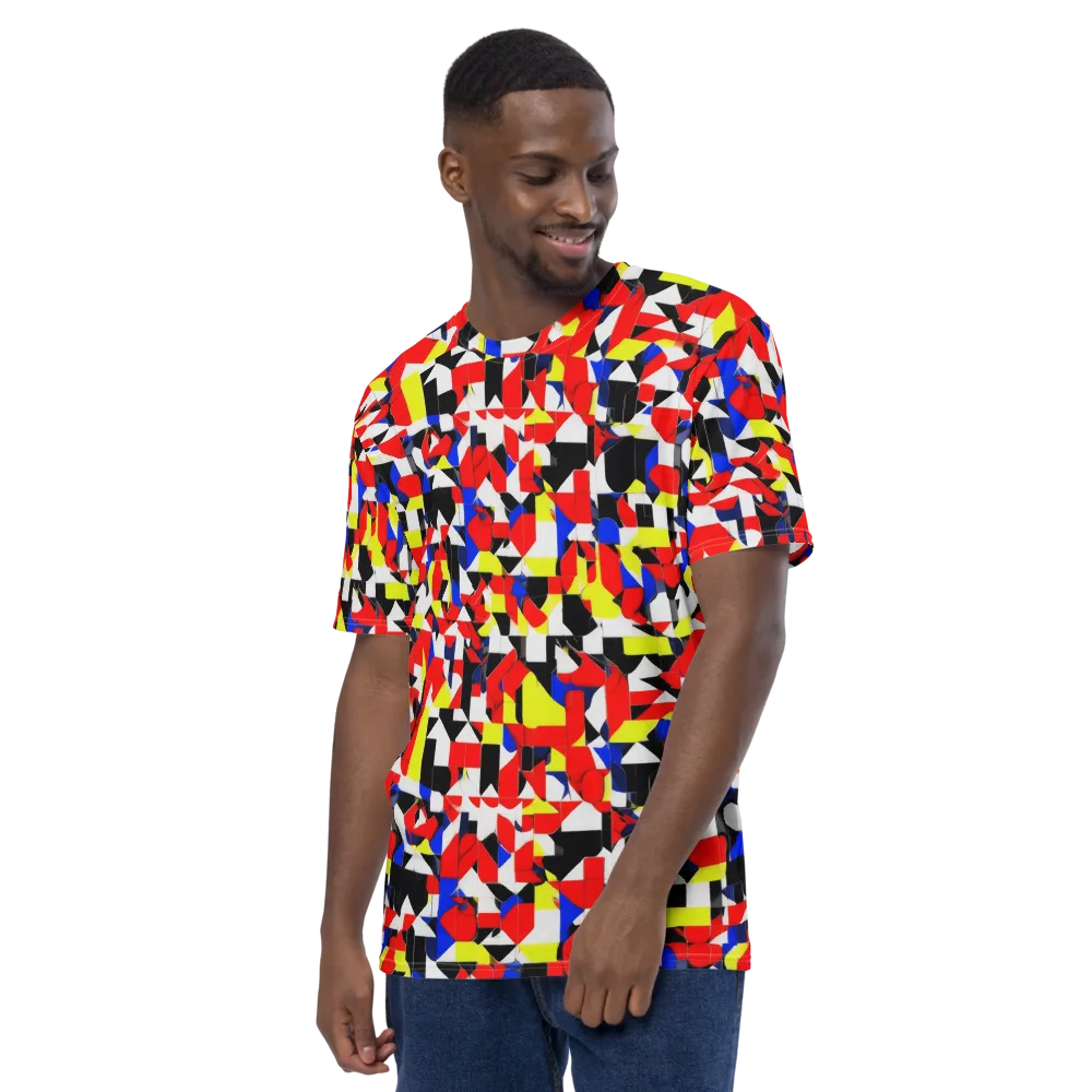 Electric Tesselation on Men's Crew Neck T-Shirt — Left