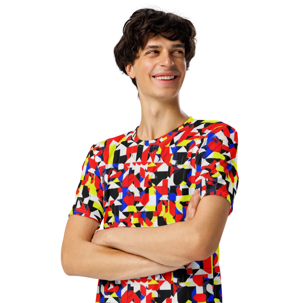 Electric Tesselation on Men's Crew Neck T-Shirt — Left Front