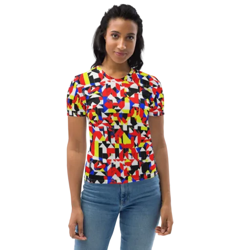 Electric Tesselation on a Women's Crew Neck T-Shirt
