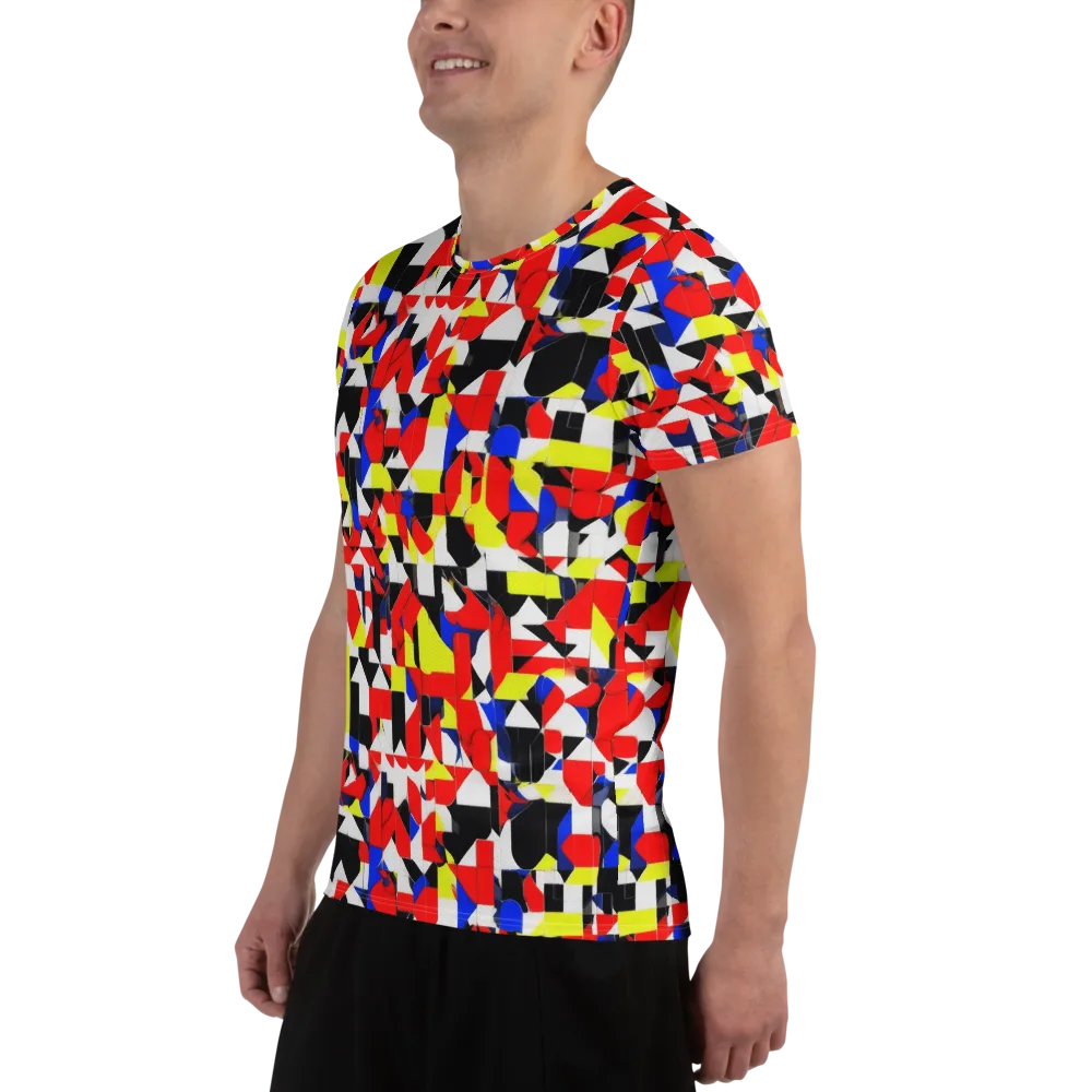Electric Tesselation on Men's Athletic T-Shirt — Left