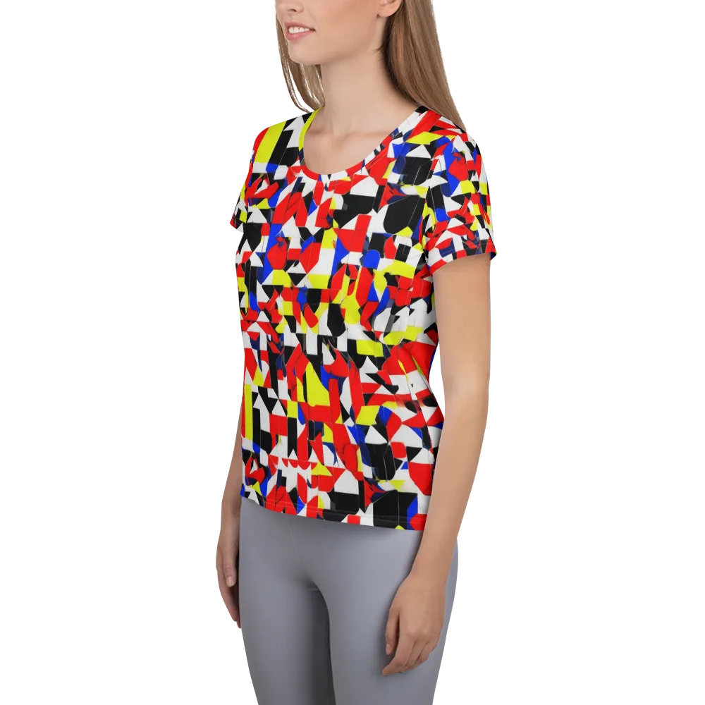 Electric Tesselation on Women's Athletic T-Shirt — Left